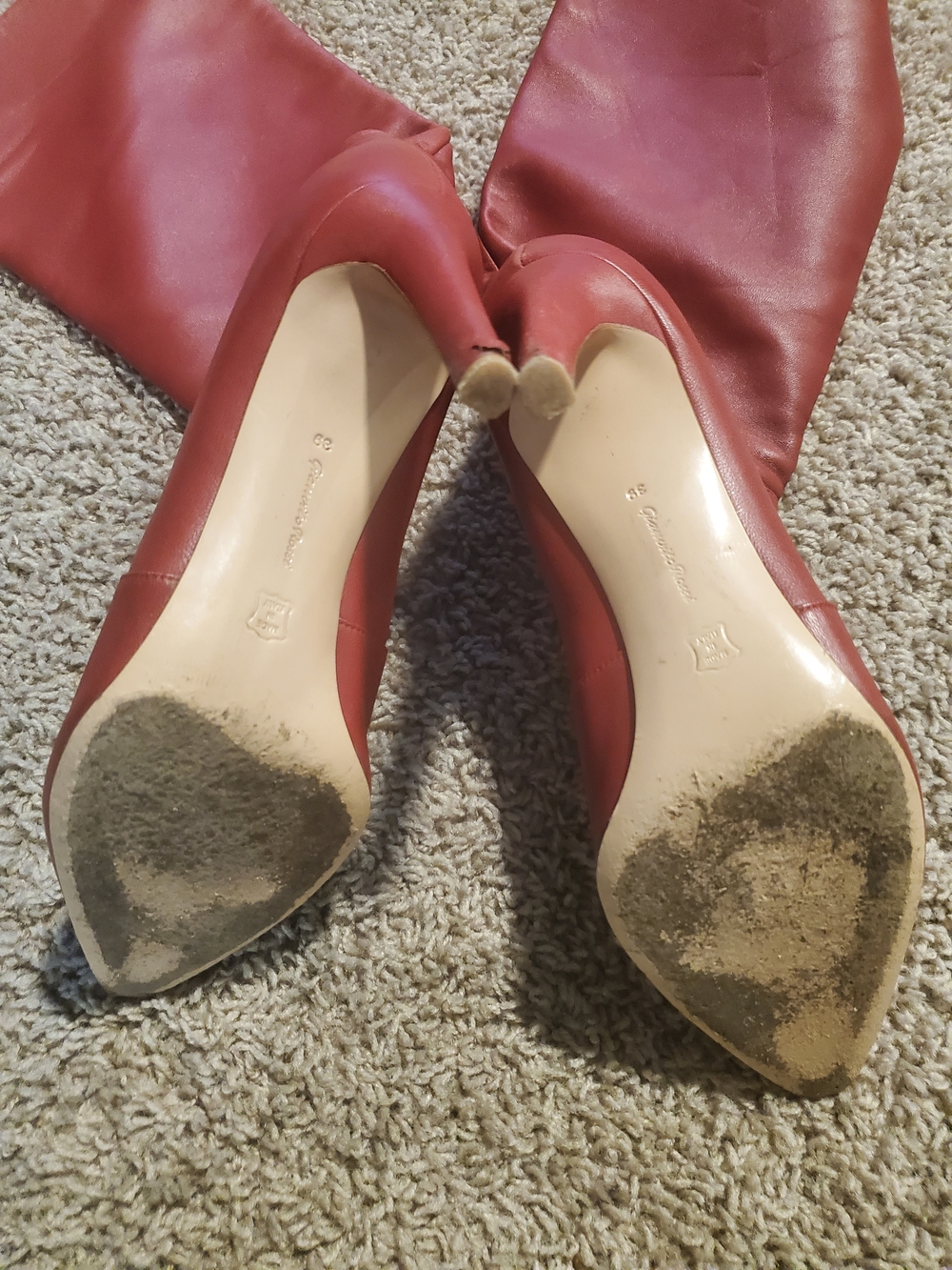 Gianvito Rossi Red Leather Knee-High Stiletto Boots EU 39 Made in Italy - Picture 9 of 10